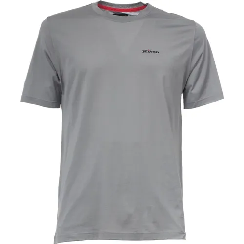 Cotton T-Shirt, Classic Crewneck, Short Sleeve , male, Sizes: L, S - Kiton - Modalova