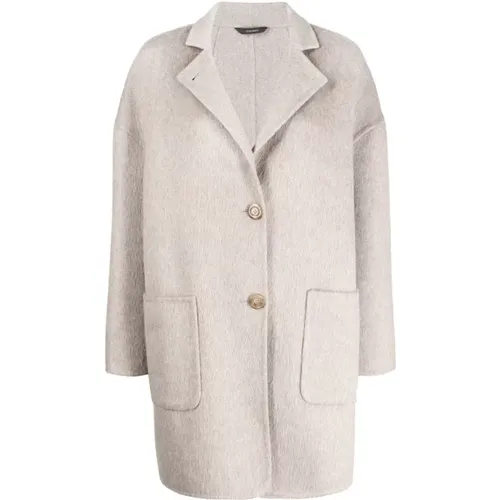 Dove Grey Notched Collar Coat , female, Sizes: S - Colombo - Modalova