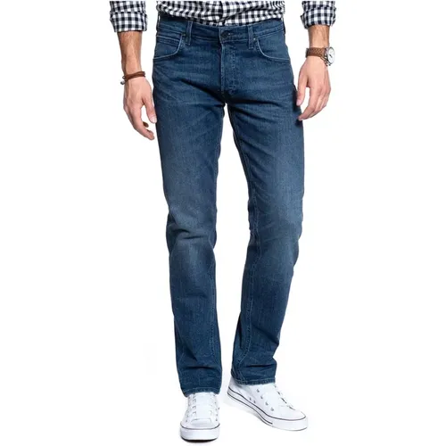 Blaue Regular Denim Jeans , Herren, Größe: W33 L34 - Lee - Modalova