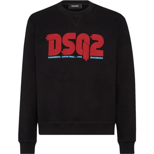 Bequemer Baumwoll-Rundhalspullover , Herren, Größe: 2XL - Dsquared2 - Modalova