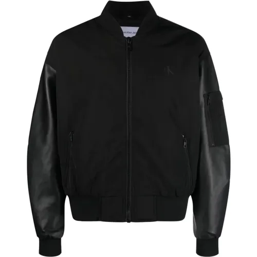 Faux leather bomber , male, Sizes: S - Calvin Klein Jeans - Modalova