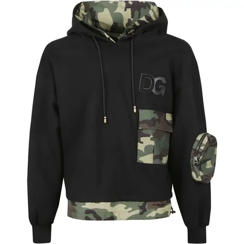 Camouflage-Print Kapuzenpullover , Herren, Größe: S - Dolce & Gabbana - Modalova