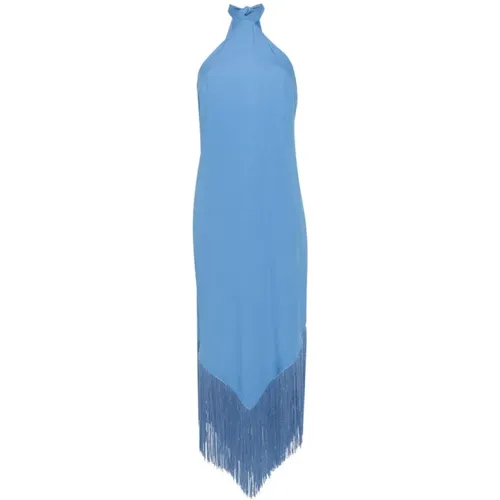 Blaues Kleid mit Fransen , Damen, Größe: S - Taller Marmo - Modalova