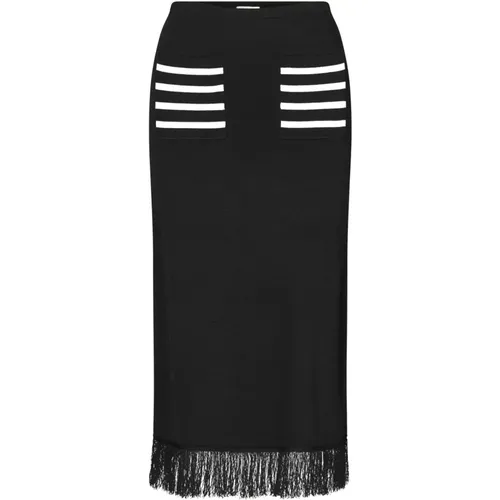 Fringed Knit Pencil Skirt - BAUM UND PFERDGARTEN - Modalova
