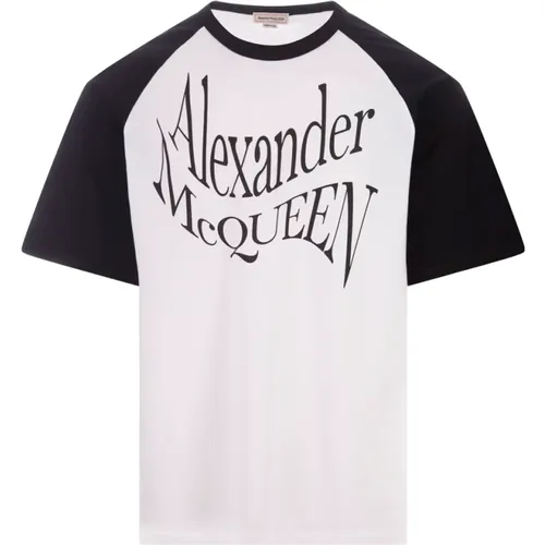 Verzerrtes Logo Crew Neck T-shirt - alexander mcqueen - Modalova