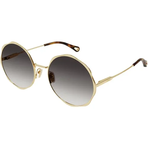 Gold/Grau getönte Sonnenbrille,Gold Gradient Brick Sonnenbrille,Stilvolle Sonnenbrille,Sunglasses,Sonnenbrille - Chloé - Modalova