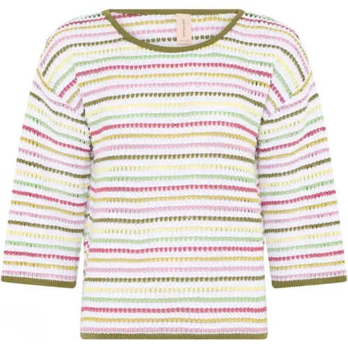 Openwork Striped Pullover Lentil , female, Sizes: M, 2XL, XL, S, L - Skovhuus - Modalova