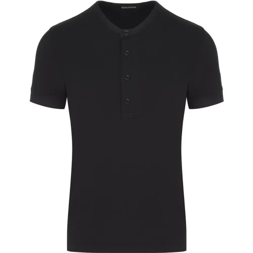 Ribbed Henley Shirt , male, Sizes: L, 2XL - Tom Ford - Modalova