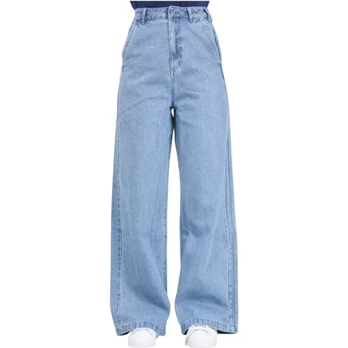 Denim Jeans Blau 3 Streifen , Damen, Größe: W27 - adidas Originals - Modalova