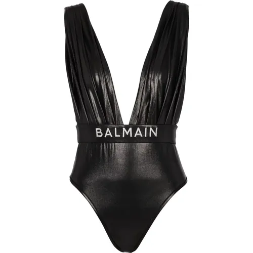 Gedrapierter Einteiler mit Gürtel , Damen, Größe: 2XS - Balmain - Modalova