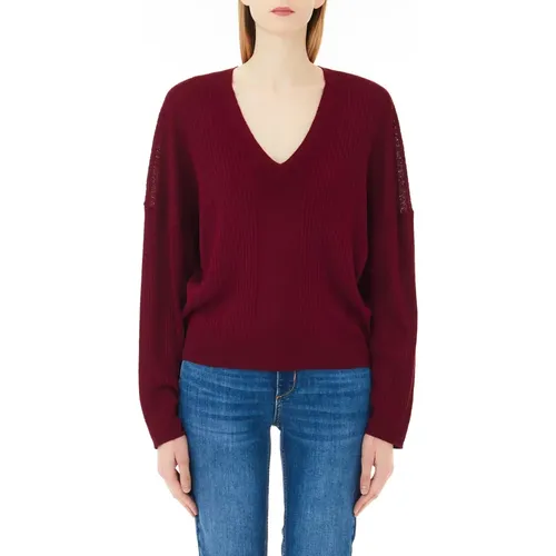 Aubergine V-Neck Sweater , female, Sizes: XS, M, S - Liu Jo - Modalova