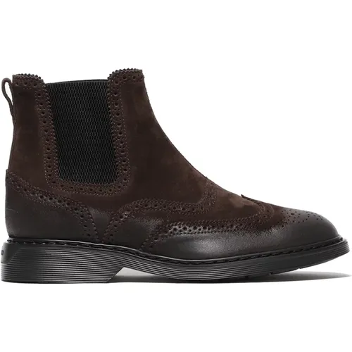 Elegant Ankle Boots Marrone Swallowtail , male, Sizes: 8 1/2 UK, 10 UK, 7 UK, 8 UK, 7 1/2 UK, 9 UK, 9 1/2 UK - Hogan - Modalova