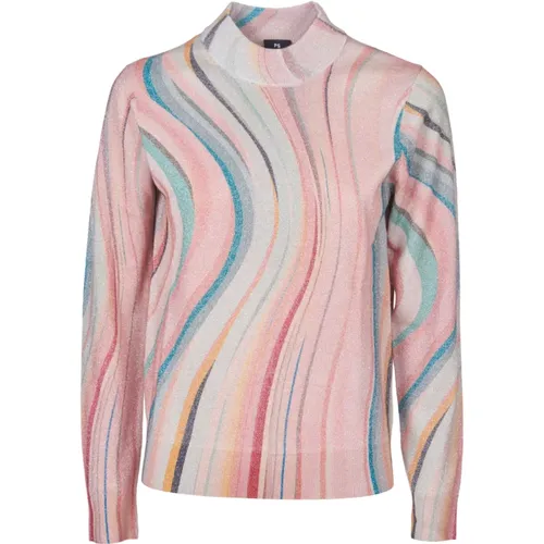 Gestreifter Wollpullover Mock Hals Regular Fit , Damen, Größe: L - Paul Smith - Modalova