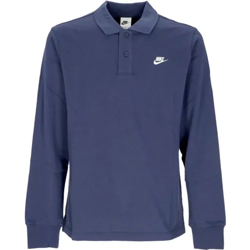 Langarm Club Polo Mitternachtsblau/Weiß , Herren, Größe: XL - Nike - Modalova