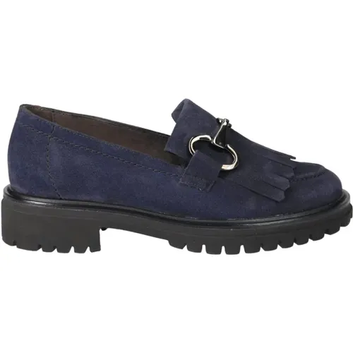 Blaue Wildleder Slipper Mokassin Damen , Damen, Größe: 38 1/2 EU - Paul Green - Modalova