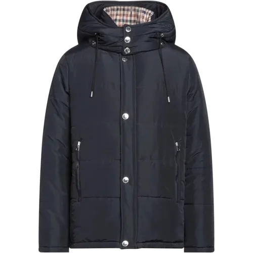 Blaue elegante Jacke mit abnehmbarer Kapuze - Aquascutum - Modalova