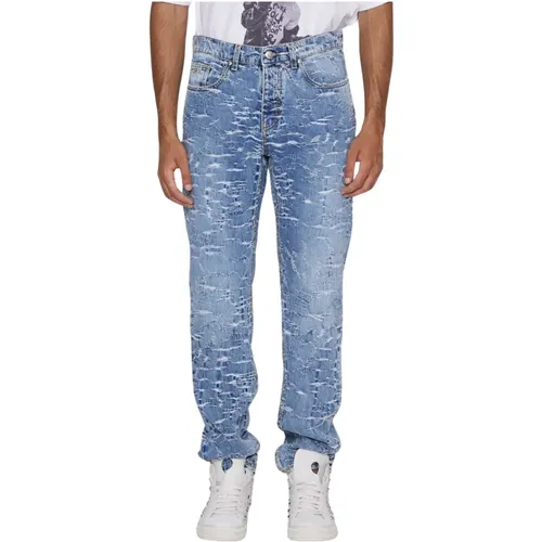 Schmale Jeans mit Muster und Gürtelschlaufen - John Richmond - Modalova