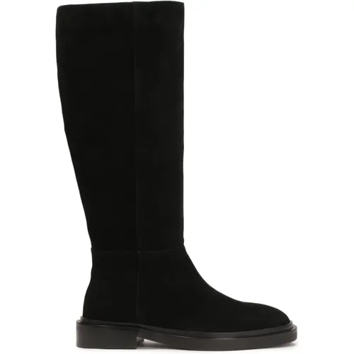 Schwarze Wildlederstiefel mit Slip-On-Obermaterial , Damen, Größe: 35 EU - Kazar - Modalova