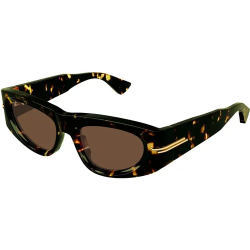 Havana/Braune Sonnenbrille , Damen, Größe: 51 MM - Bottega Veneta - Modalova