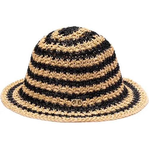 Rafia Hat with Logo , female, Sizes: ONE SIZE - Twinset - Modalova