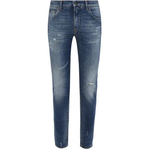 Cotton Denim Skinny Jeans , male, Sizes: 3XL - Dolce & Gabbana - Modalova