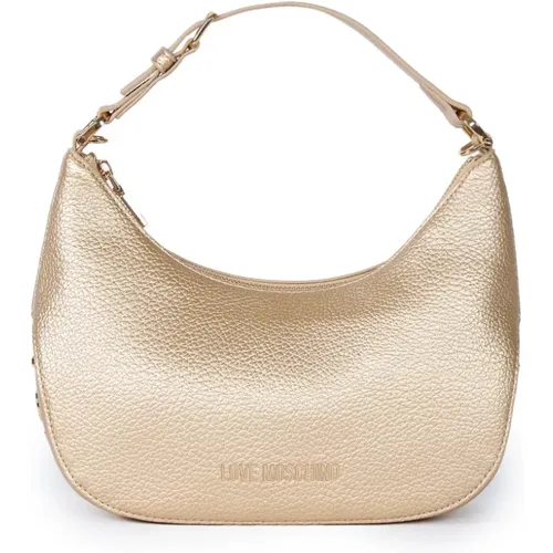 Gold Mezzaluna Eco-Leather Shoulder Bag , female, Sizes: ONE SIZE - Love Moschino - Modalova