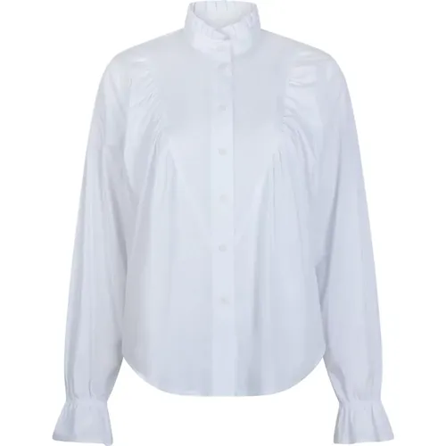 Elegante Weiße Bluse mit Rüschen-Details , Damen, Größe: M - Jane Lushka - Modalova