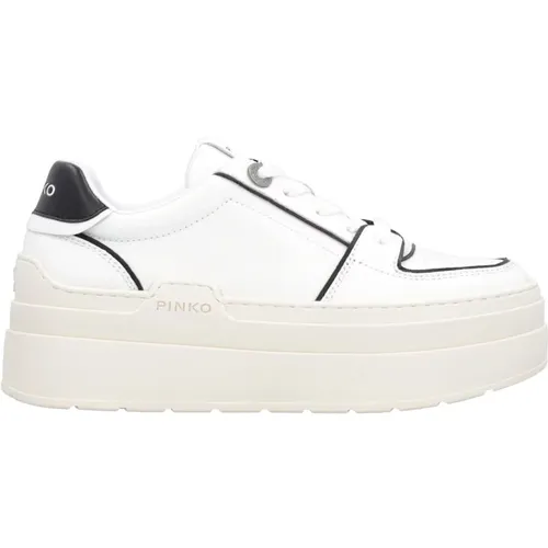 Contrasting Leather Platform Sneakers , female, Sizes: 7 UK - pinko - Modalova