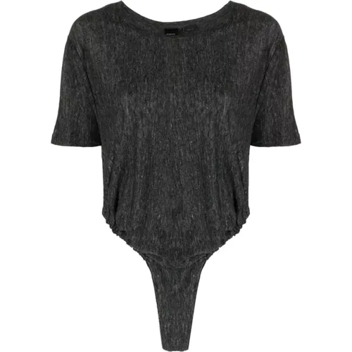 Grey Mélange High Cut Bodysuit , female, Sizes: XS - pinko - Modalova