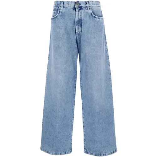 Blaue Denim Wide Leg Jeans , Herren, Größe: W38 - Versace - Modalova