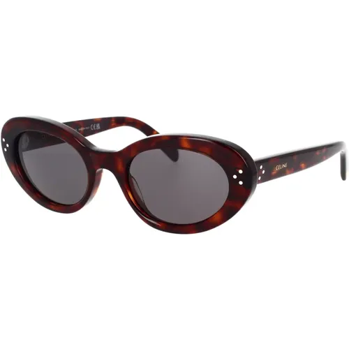 Oval Cat-eye Sunglasses in Dark Havana , unisex, Sizes: 53 MM - Celine - Modalova