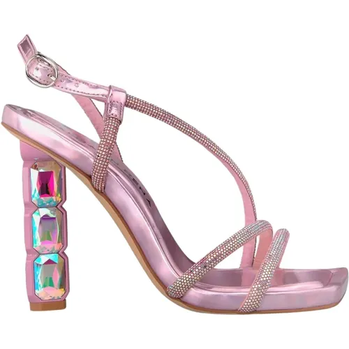 Crystal Heeled Sandal with Glitter Straps , female, Sizes: 7 UK, 5 UK, 6 UK - Alma en Pena - Modalova
