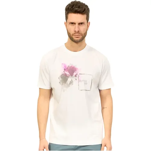 Weiße Baumwoll-Rundhals-Bedrucktes T-Shirt - Richmond - Modalova