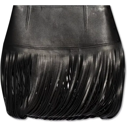 Leather skirt with fringes , female, Sizes: 2XS - Alaïa - Modalova