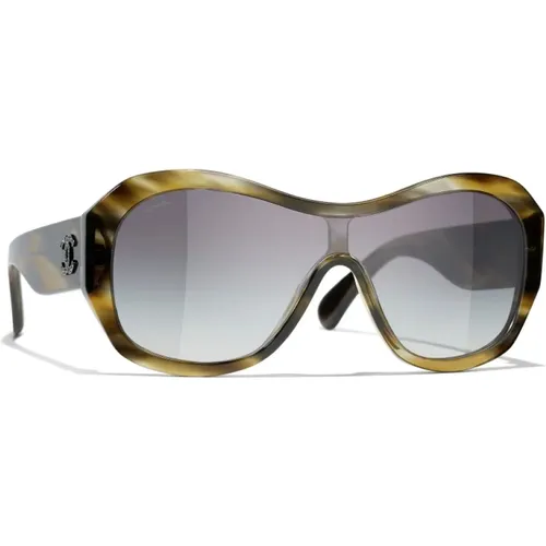 Grau Verlauf Grün Grau Sonnenbrille , Damen, Größe: 53 MM - Chanel - Modalova