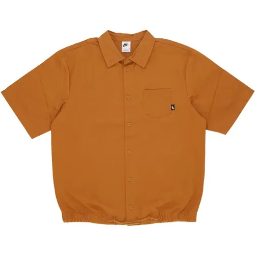 Desert Ochre Button-down Short Sleeve Shirt , male, Sizes: M, XL, L - Nike - Modalova