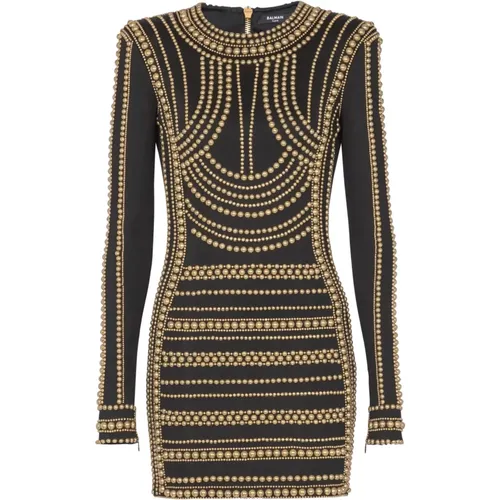 Kurzes Kleid mit Perlenstickerei - Balmain - Modalova