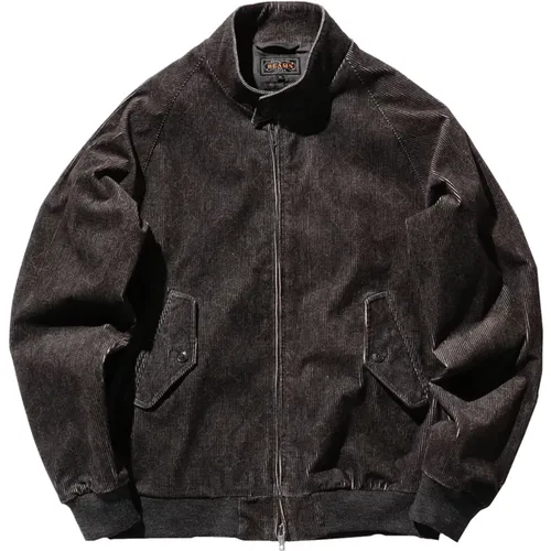 Harrington Jacket Corduroy Print Charcoal , male, Sizes: XL - Beams Plus - Modalova