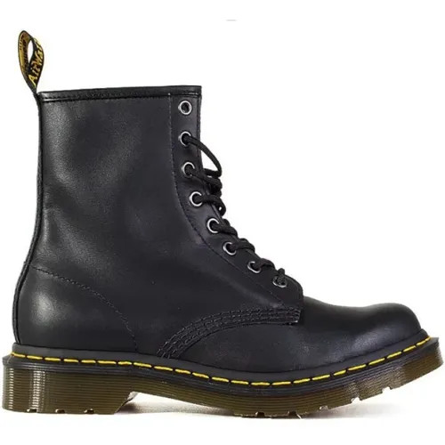 Schwarze Lederstiefeletten mit gelben Nähten , Damen, Größe: 36 EU - Dr. Martens - Modalova