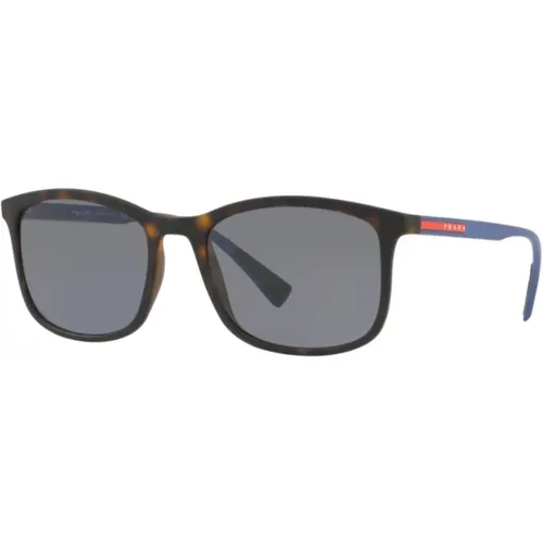 Stylish Blue Square Polarized Sunglasses for Men , male, Sizes: 56 MM - Prada - Modalova