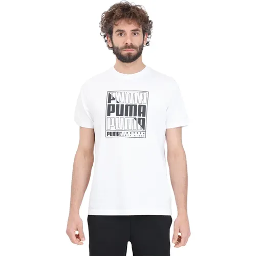 Grafik Logo Weißes T-Shirt , Herren, Größe: M - Puma - Modalova