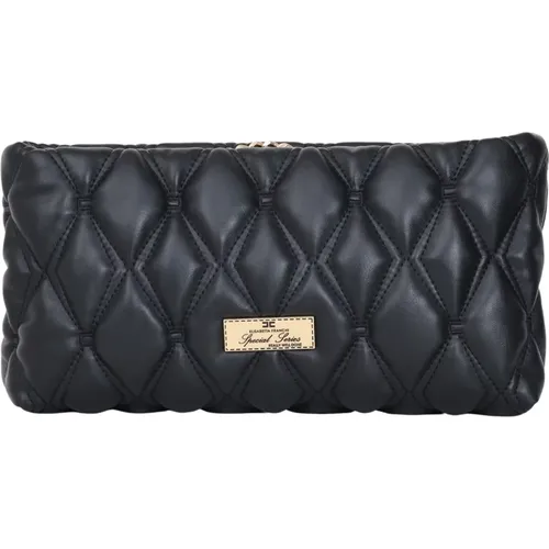 Geprägte Schwarze Clutch Handtasche Herbst Winter - Elisabetta Franchi - Modalova