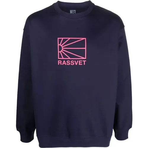 Blauer Sweatshirt mit Logo-Print - Rassvet - Modalova