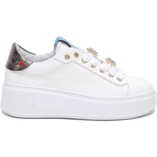 Leather Sneaker with Jewel Details , female, Sizes: 5 UK, 6 UK, 4 UK, 7 UK - Gio+ - Modalova