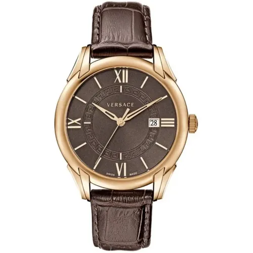 Apollo Swiss Made Watch Brown Leather , male, Sizes: ONE SIZE - Versace - Modalova