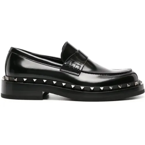 Flat Shoes with Rockstud Detailing , male, Sizes: 7 UK, 8 UK, 10 UK, 6 UK - Valentino Garavani - Modalova