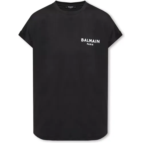 T-Shirt mit Logo , Damen, Größe: S - Balmain - Modalova