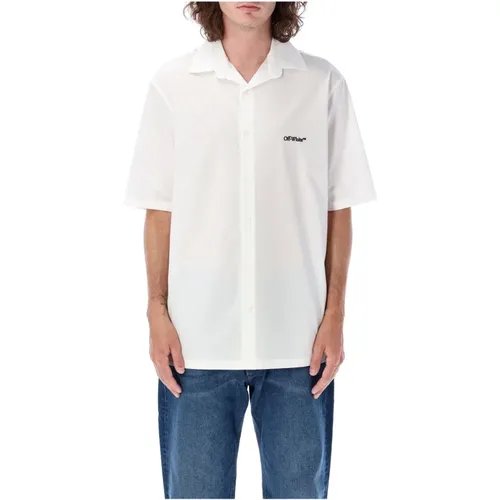 Off , Gothic Arrow Bowling Shirt , male, Sizes: L - Off White - Modalova
