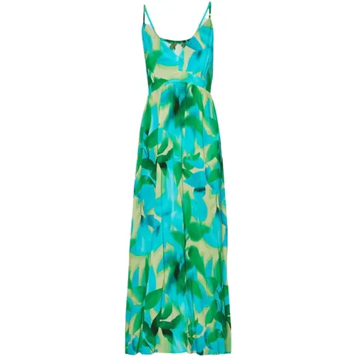 Langes Kleid mit Blätterdruck , Damen, Größe: XS - Liu Jo - Modalova