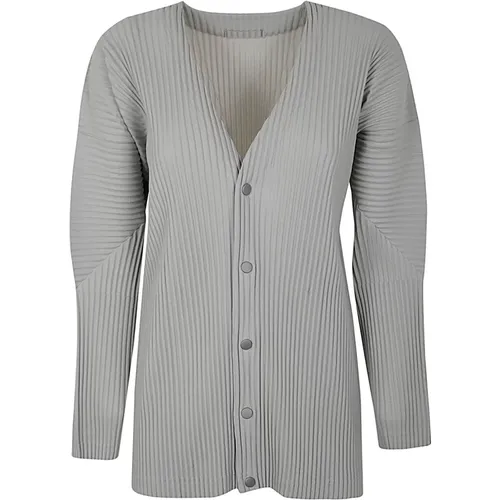 Hellgrauer Basics Cardigan , Damen, Größe: L - Issey Miyake - Modalova